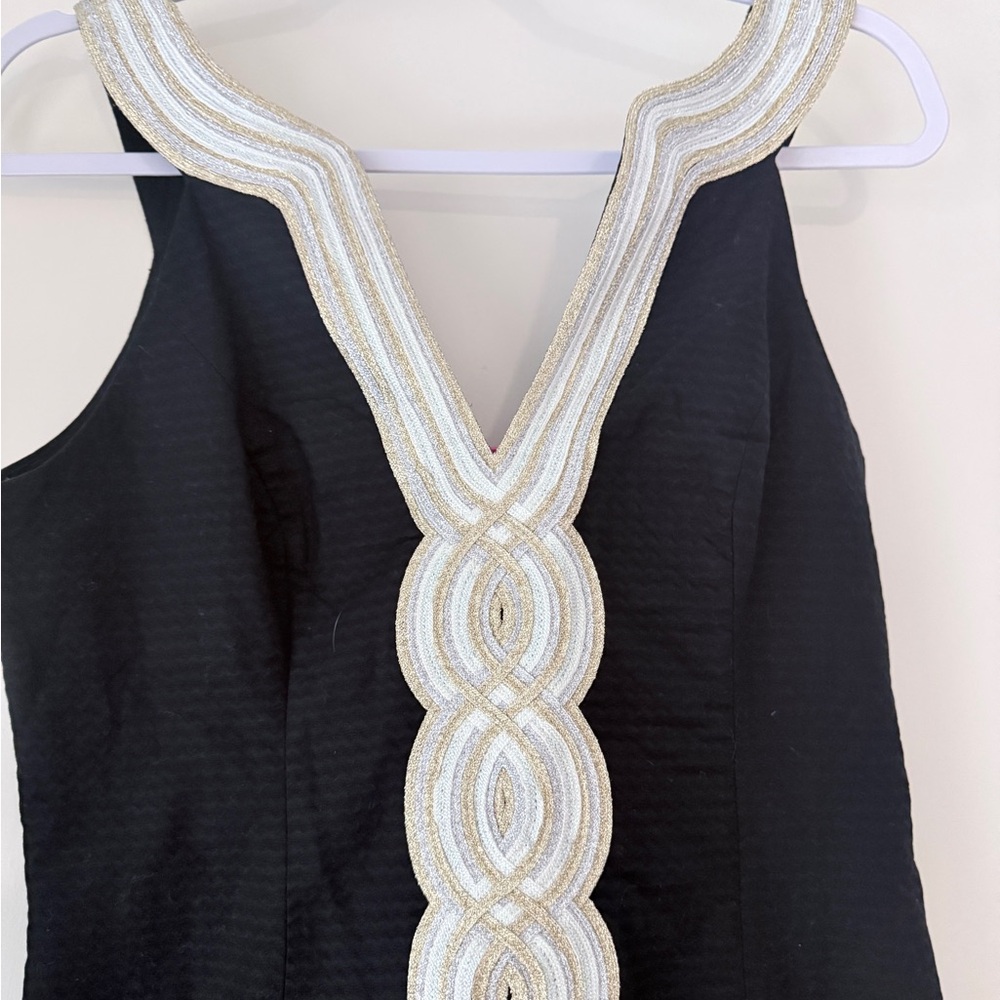 Lilly Pulitzer Valli Shift Black Dress with Gold Detailing - Picture 2 of 4